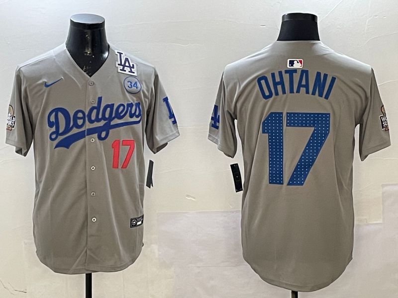 Men Los Angeles Dodgers #17 Ohtani Grey Fashion 2025 Nike MLB Jersey style 2->los angeles dodgers->MLB Jersey